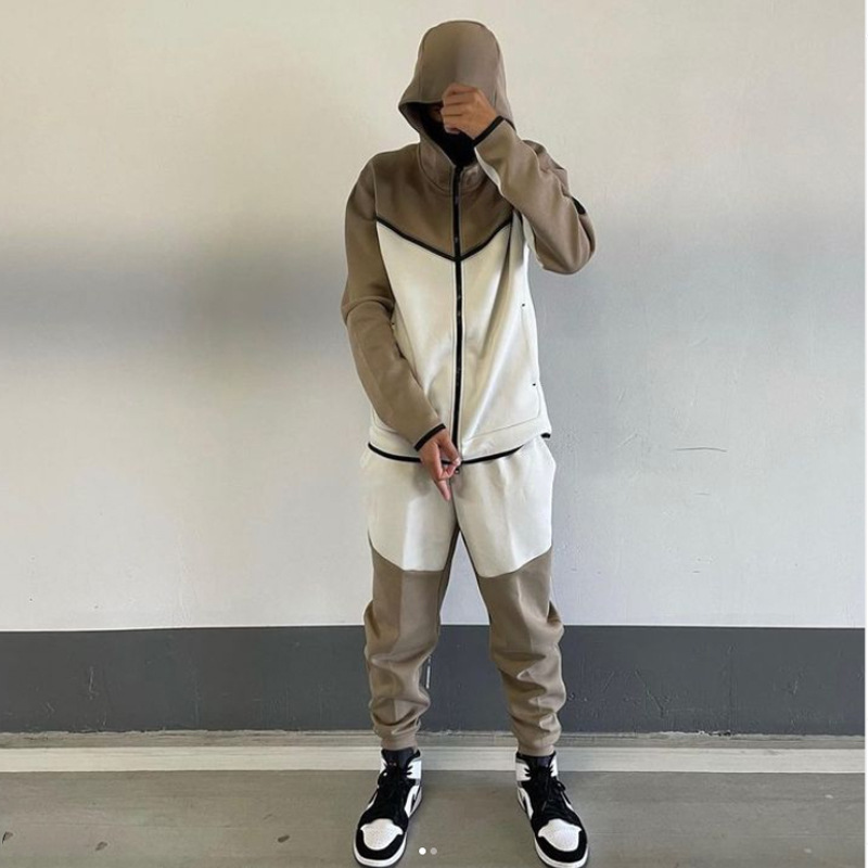 Heren hoodie mode casual sport rits jas broek set_voghion.com
