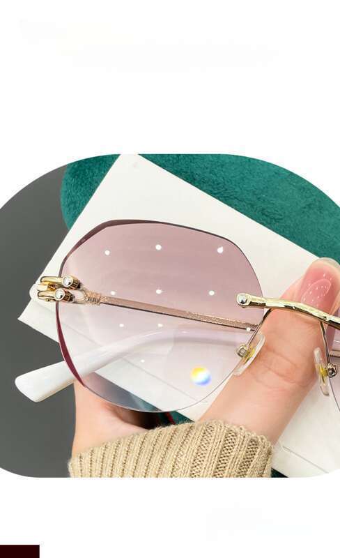 Neu Sonnenschutz Anti-blau Licht Mode Randlose Polygonal High-definition PC Hang Presbyope_voghion.com