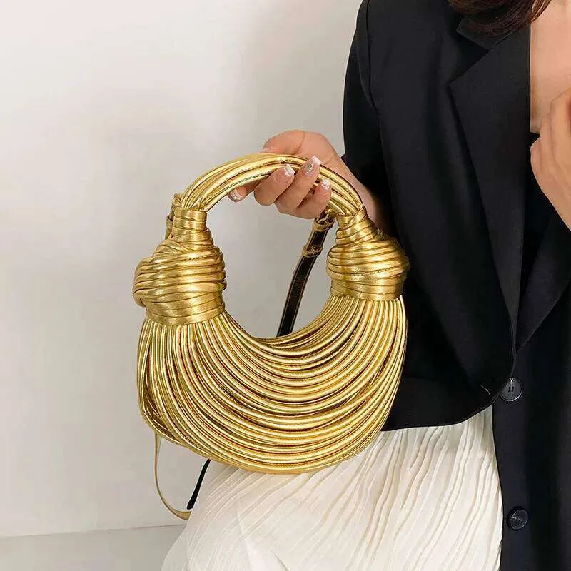 Taschen Abend für Frauen Golden Noodle Knot Design Dinner Party Clutch 2025 Designer Geldbörsen und Handtaschen Tasche_voghion.com