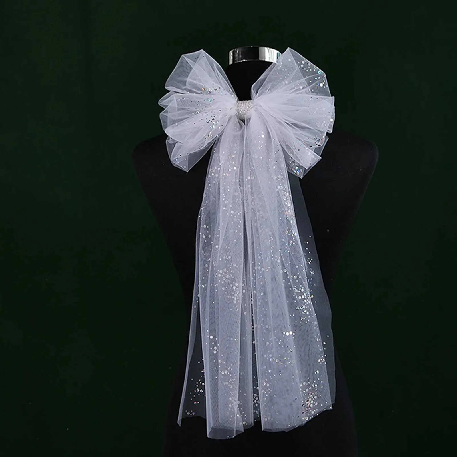 Gioielli Corto fiocco da sposa da sposa con pettine per capelli Scintillante velo morbido per la sposa Ragazza di fiori Accessori per addio al nubilato_voghion.com