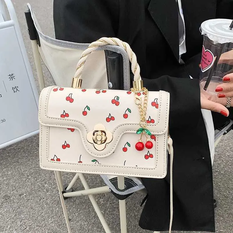 Elegant Women's Handbag With Cherry Pattern Mini Shoulder Messenger Bag_voghion.com