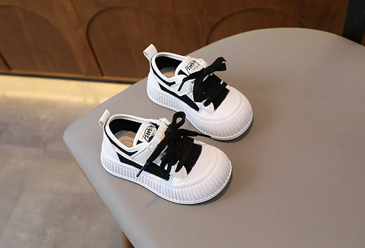 Kinder Jungen Turnschuhe Frühling Herbst Kinder Mädchen Board Cutefeet Infant Kleinkind Schwarz Weiß Farbe Weiche Sohle Schuhe Größen 21_voghion.com