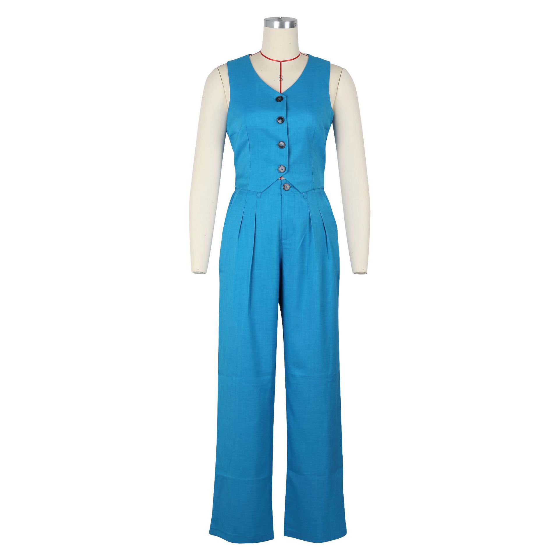 Women's linen two-piece vest vest suit office OL commuting summer_voghion.com