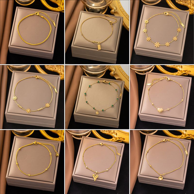 Cavigliera in acciaio al titanio a forma di cuore, elegante, da strada, all'ingrosso di gioielli_voghion.com