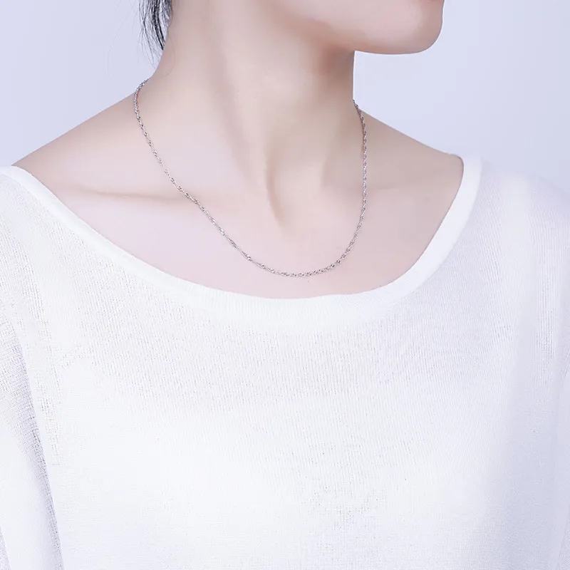 Chains Sterling Sier 1.3mm Water-wave Necklace Chain Fit For Pendant Charm Women_voghion.com