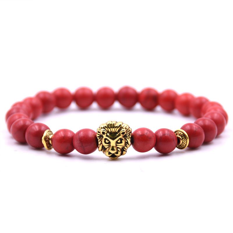 Fashion Natural Buddha Beads Volcanic Stone Lion Head Bracelet_voghion.com