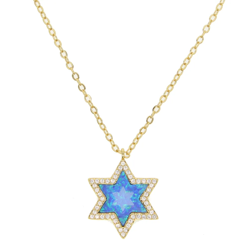 Chaînes 2023 Arrivée Bijoux De Mode Étoile De David Pierres Opales Pendentif Collier Pour Femmes Colliers 41 5cm Chaîne_voghion.com