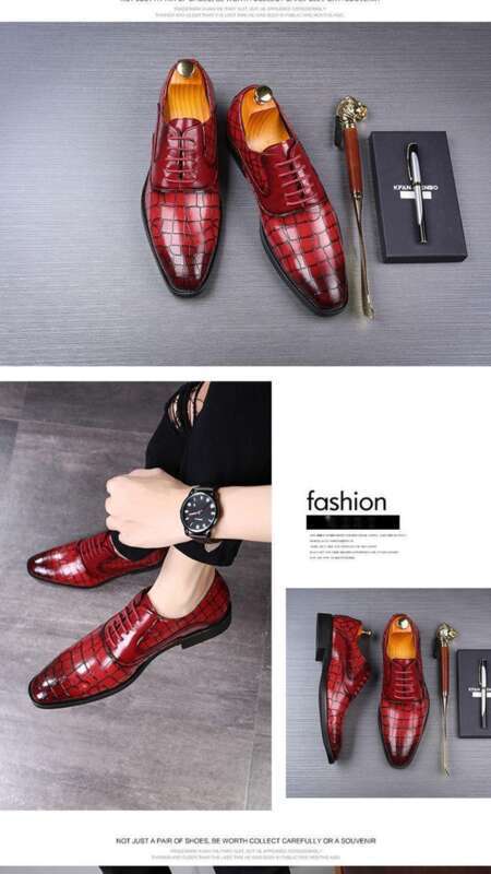 Pointed Leather Large With Crocodile Pattern For Business And Leisure, Photography, Men's Wedding Shoes, Nightclub Leisure, Photography, Shoes,_voghion.com