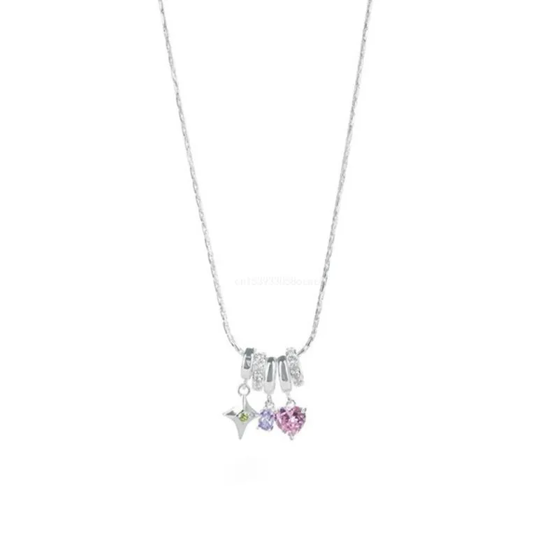 Colliers pendentifs Collier délicat Étoile Coeur Bijoux Ras du cou Chaîne épaisse Y2K Clavicule Femmes Fille Anniversaire Dropship_voghion.com