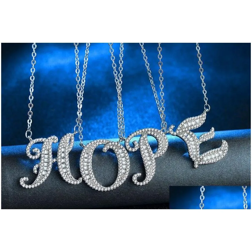 Collane con ciondolo Choucong 26 lettere inglesi Gioielli Sterling Sier Pave Topazio bianco Cz Diamante Gemma infinita Nozze_voghion.com