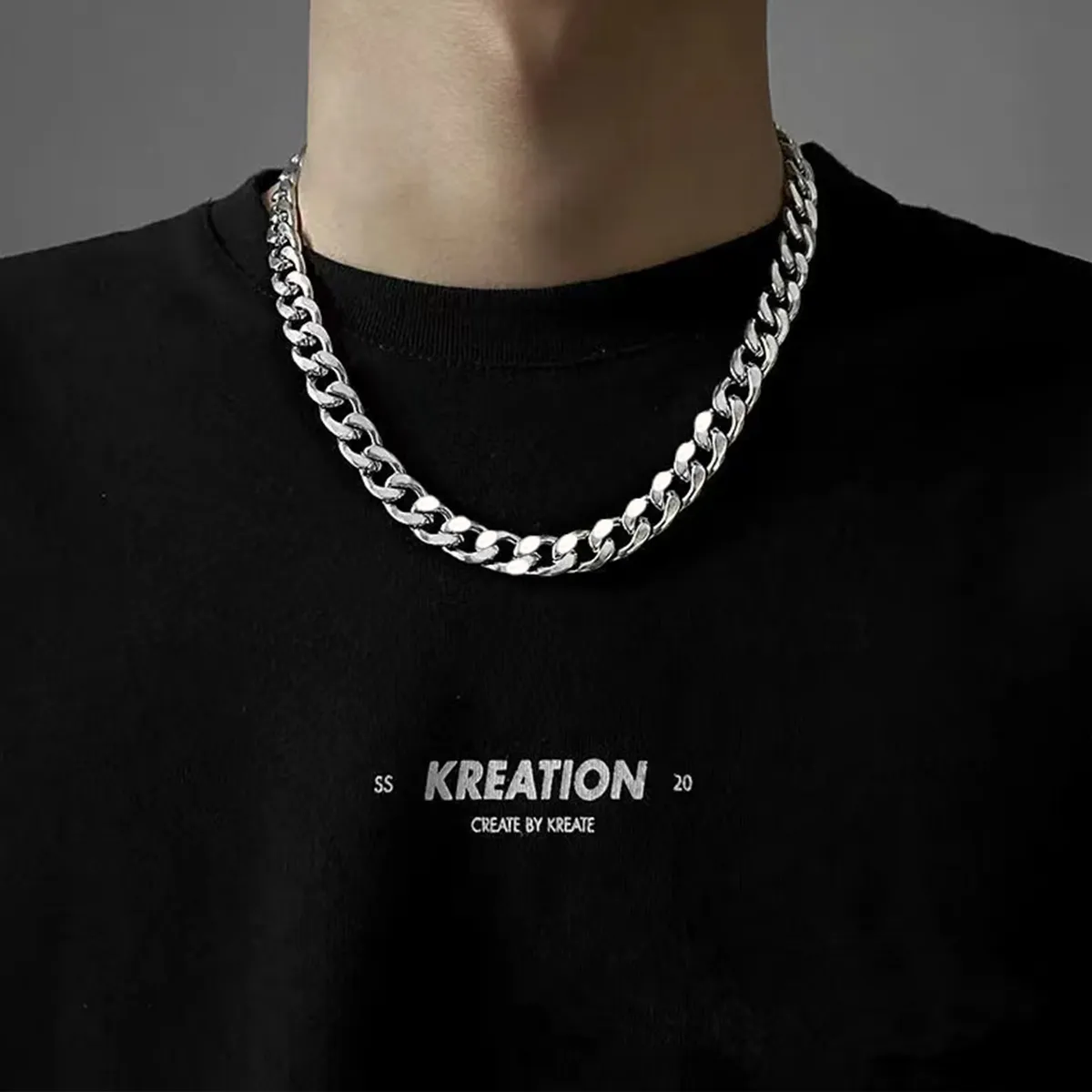 Catene Moda Europea E Americana Uomo Collana In Rame Puro Placcato Con Oro/S Argento Doppia Catena Cubana Stretta Hip-hop_voghion.com