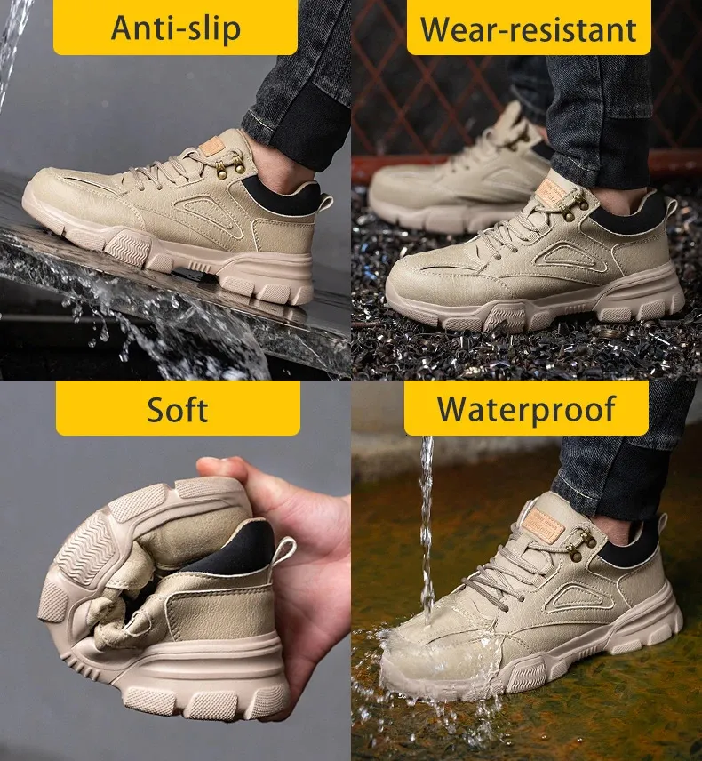 Chaussures de sécurité pour hommes avec embout en acier, amortissant les chocs et résistant à la perforation, style industriel 241205_voghion.com