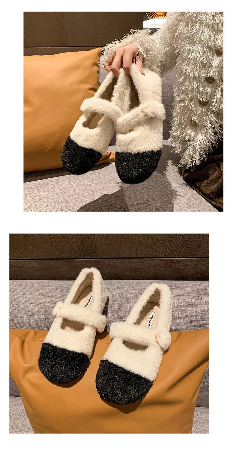 Moda Punta Quadrata Soffice Balletto Appartamento 2025 Inverno Caldo Peluche Cappotto Donna Comodo Pelliccia Mary Jane Scarpa atos 241122_voghion.com