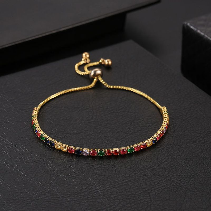 Novos produtos Pulseira ajustável de cristal colorido com zircônia e diamantina para mulheres_voghion.com