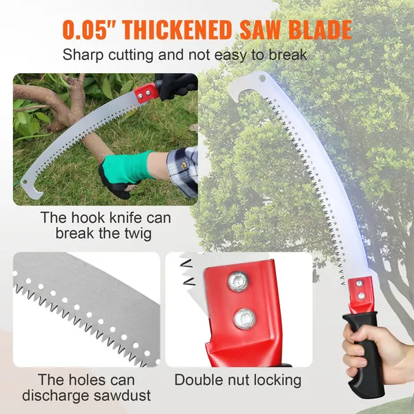 VEVOR Manual Pole Saw,4.6-9.8 Ft Extendable Tree Pruner, Sharp Steel Blade For High Branches Trimming, Manual Branch Trimmer With Lightweight Alumin_voghion.com