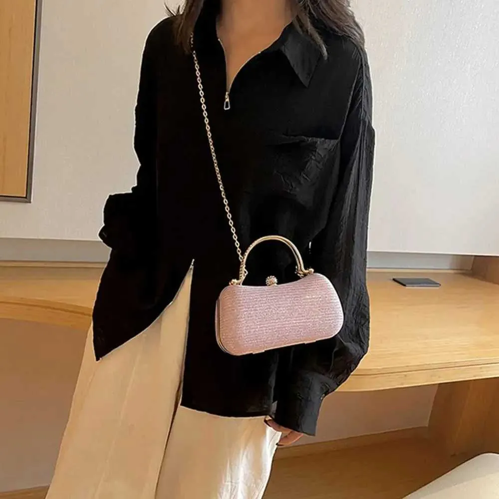Sac à main de soirée Flash pour femme avec poignée supérieure en métal et bandoulière carrée, sac à chaîne Y241019_voghion.com