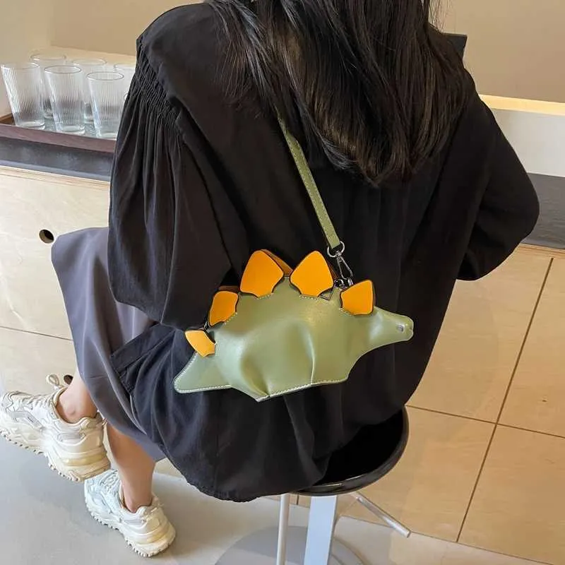 Borsa a tracolla a forma di dinosauro donna moda a contrasto_voghion.com