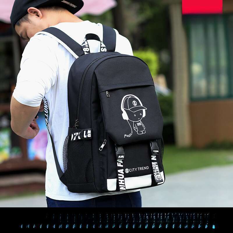 student Men's Casual Trend Large Capacity Backpack, Lightweight Spine Protection, Suitable For Middle School Students,_voghion.com