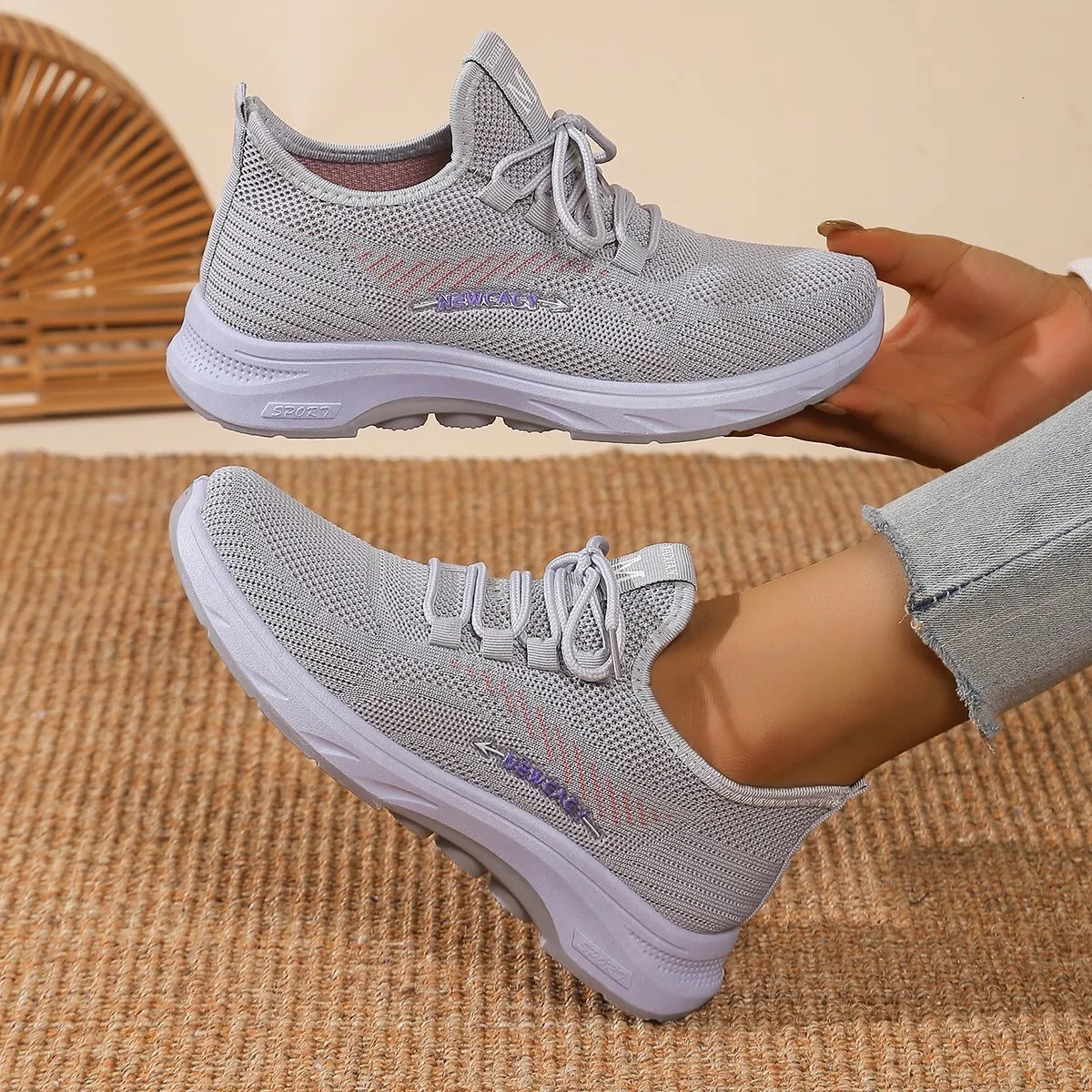 Autunno 2024 Nuovo Mesh Dad Donna Versatile, Traspirante, Color block, Suola spessa, Altezza crescente, Sport casual_voghion.com