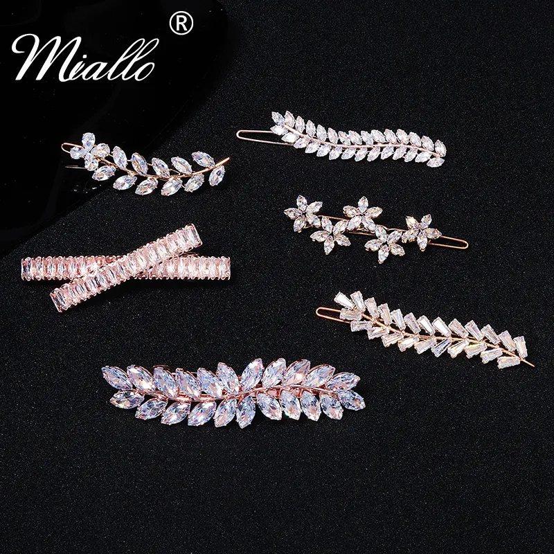 Miallo Modische Haarspange mit Zirkonia, Blatt-Clips für Frauen, Accessoires für Brautjungfern, Hochzeit, Haarschmuck, Party, Braut_voghion.com