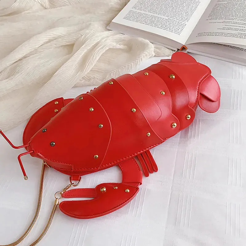 Modische, süße Umhängetaschen aus PU-Leder in Hummerform für Frauen, Schultertasche für Damen, Umhängetasche 240820_voghion.com