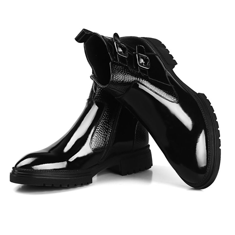 Men’s Shoes leather men's short thick soled big head round boots_voghion.com