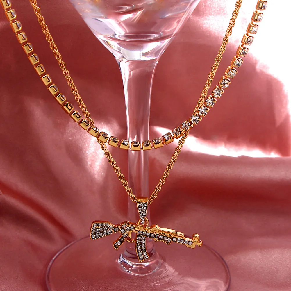 Layered Pendant Necklace With Crystal Crystals For Women_voghion.com