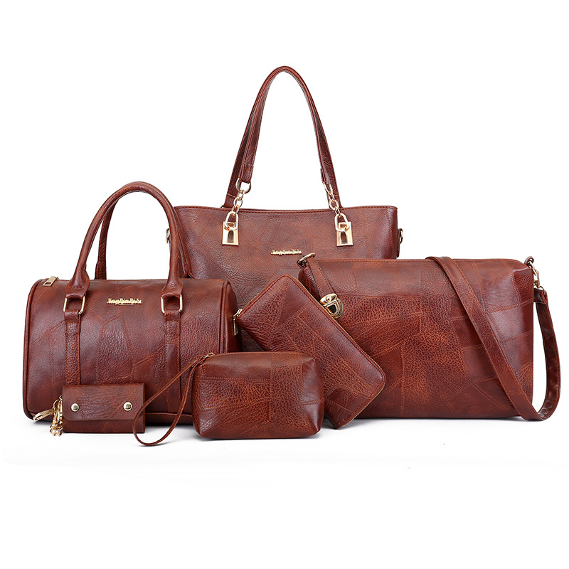 Fashion Women's Bags Contrast Color Large Capacity Soft Leather Bucket Bag Single Shoulder Mother And Child Bag Handbag