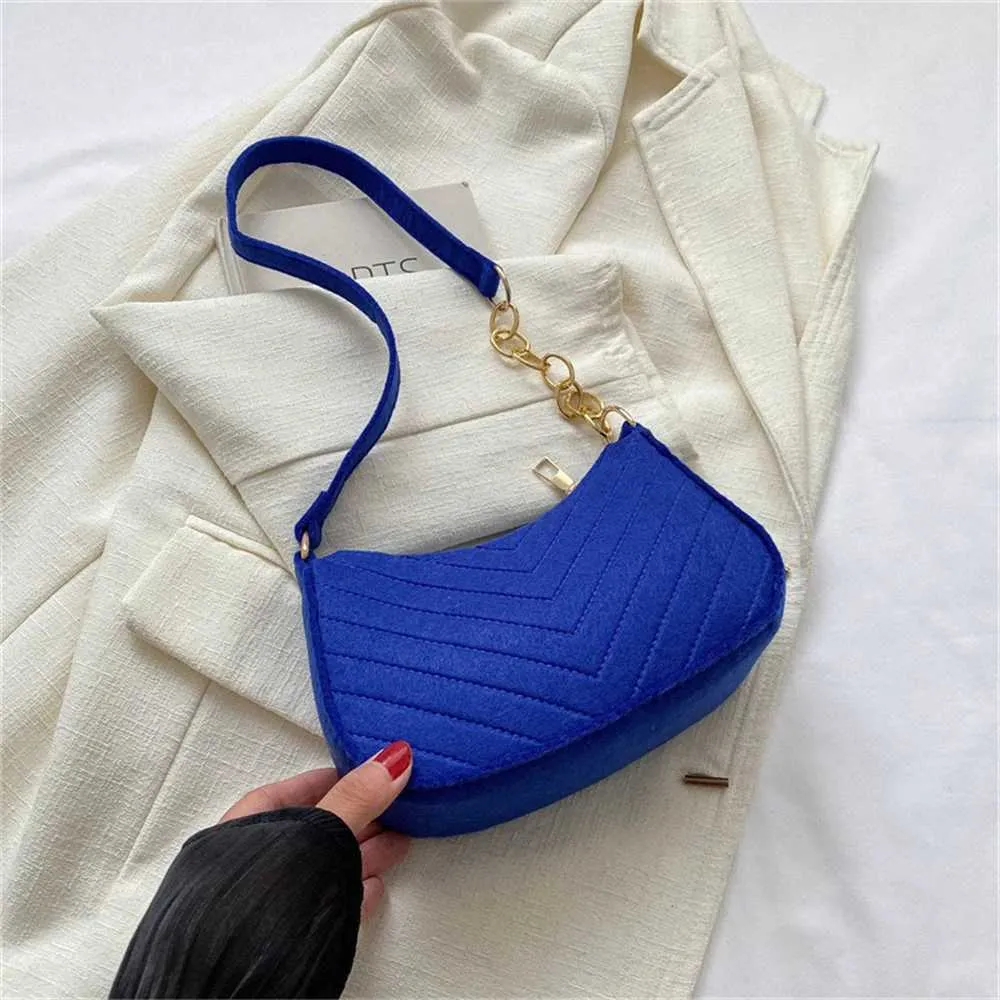 Designertaske Ny dame retro Gerie ensfarvet skuldertaske afslappet pung, enkel og moderigtig krydsformet taske_voghion.com