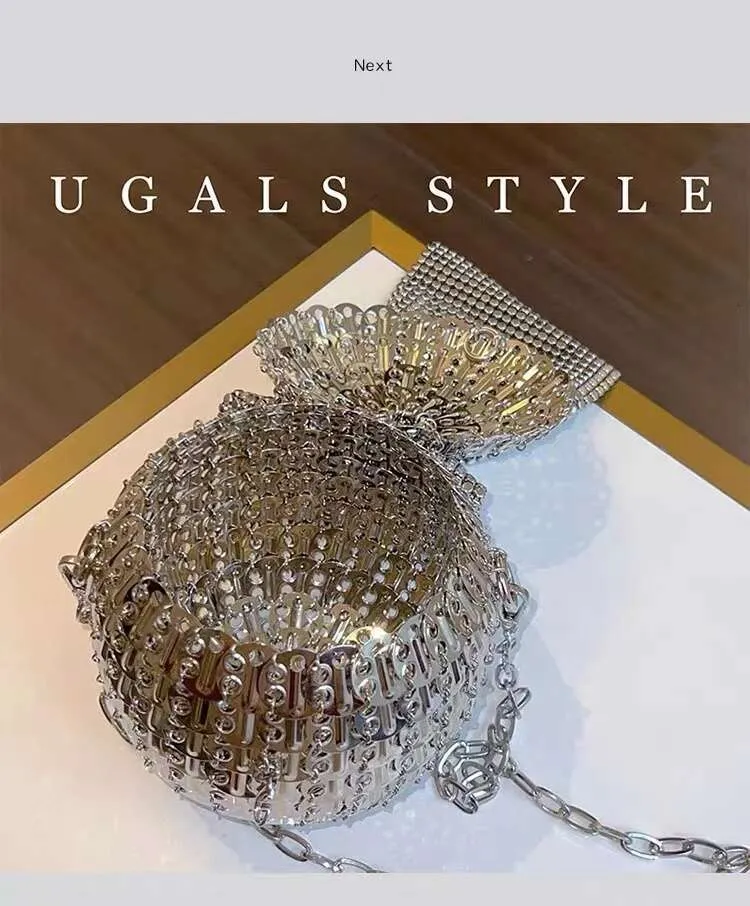 Borsa a tracolla da sera con pochette da sposa, fatta a mano, con pallina circolare in cristallo intrecciata e nodo a fiocco, da strada_voghion.com