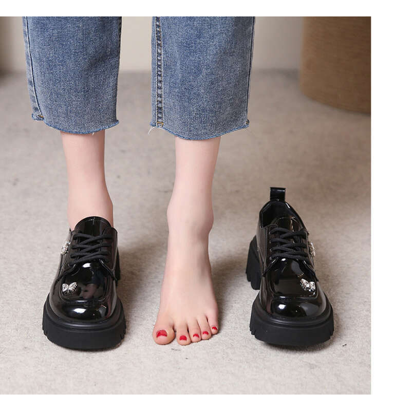 Chaussures décontractées en cuir pour femmes, petites et froides, style franco-britannique, semelle épaisse_voghion.com