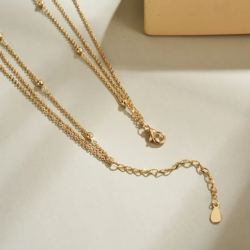 Collane Sterling Sier Semplice Collana a tre strati Ciondolo a barra lunga lucida Regali di nozze per donne Accessori squisiti_voghion.com