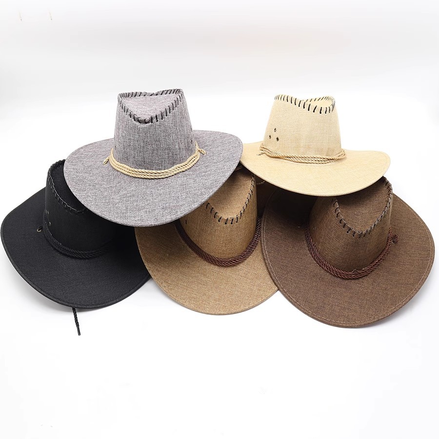 Men's cowboy hat fishing vacation travel hat summer large brim sun hat outdoor sun hat wholesale_voghion.com
