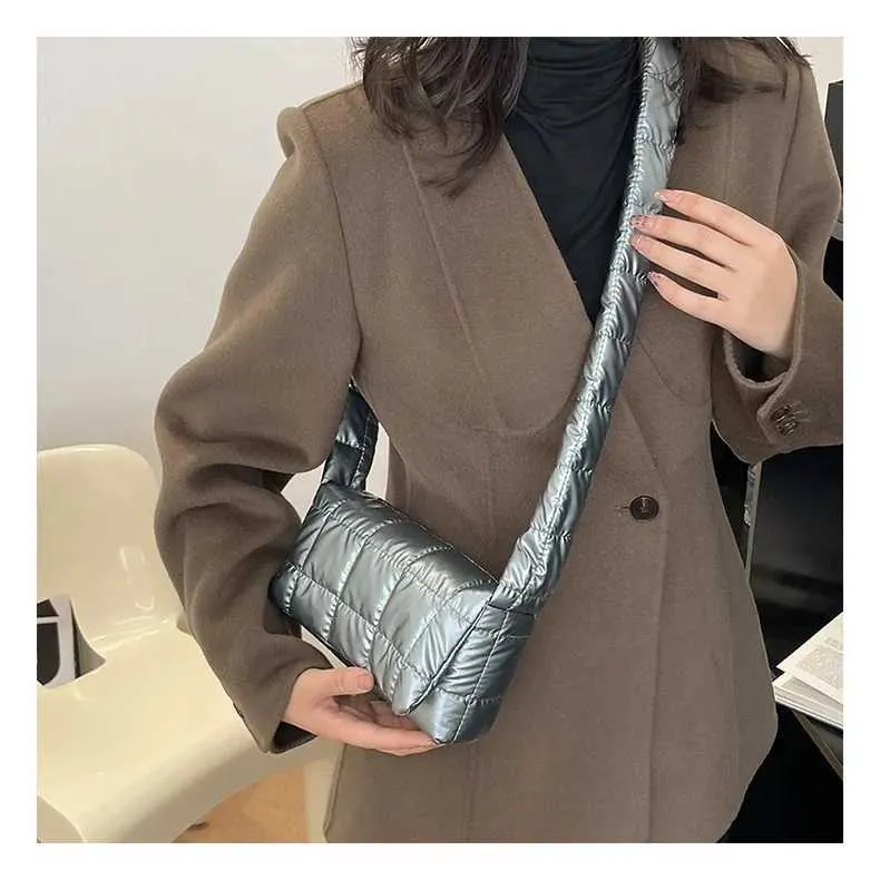 Moda trapuntata invernale leggera calda imbottita in cotone scozzese spalla donne sottobraccio borse gonfie borse C241216_voghion.com