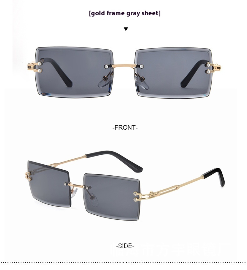 Nye firkantede solbriller uden stel Populære i Europa Amerika Sommermodesolbriller Metal Retro Trendy briller_voghion.com