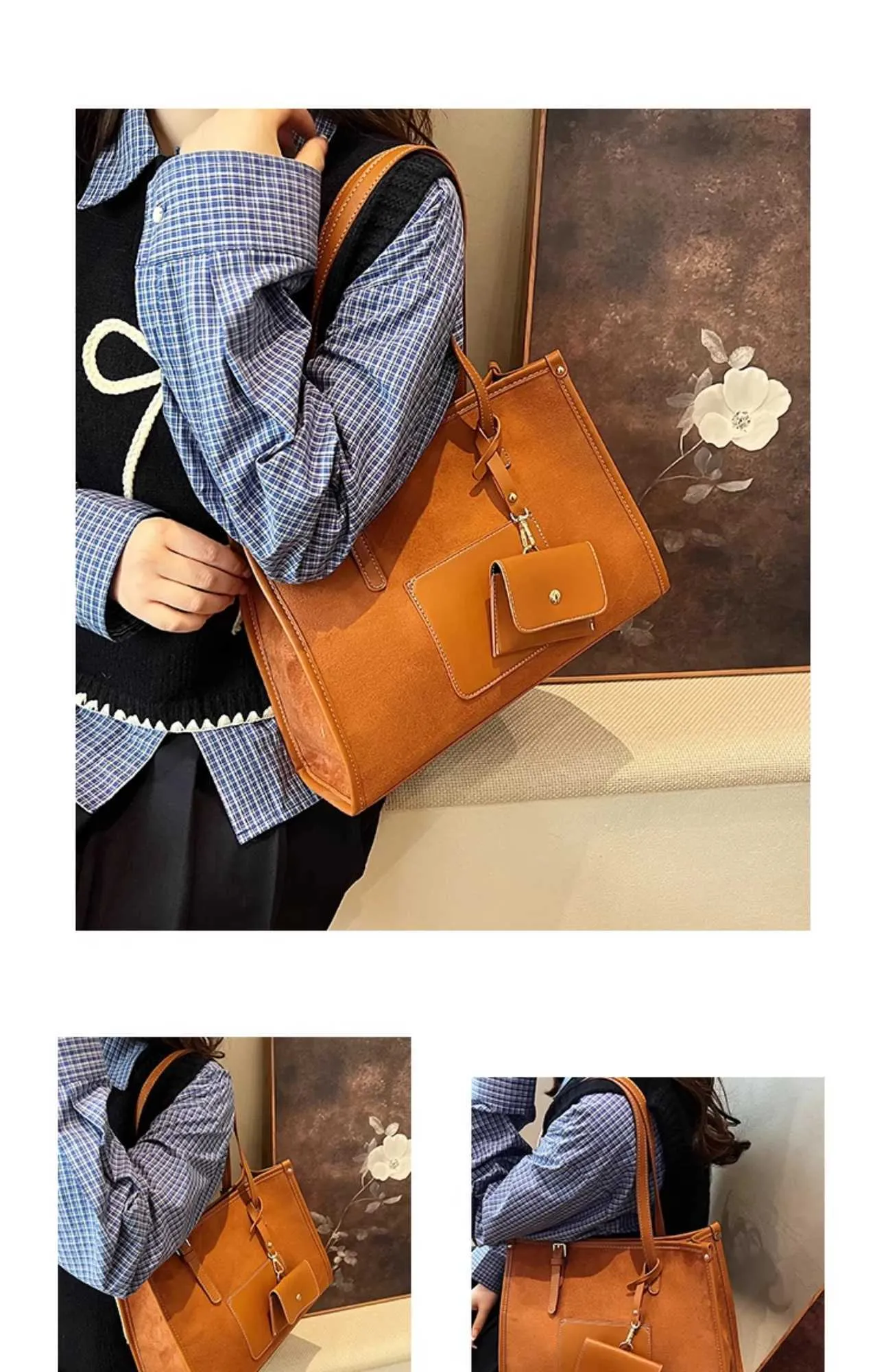 Women's Large Capacity Suede Shoulder Bag For Casual Commuting_voghion.com