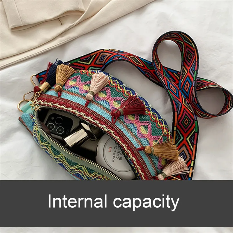 1 borsa a tracolla da donna in pelle intrecciata con nappa, stile retrò, Xinkan, tendenza moda_voghion.com