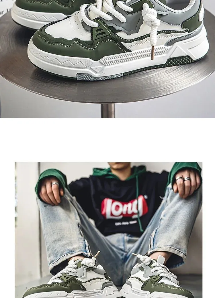 Trend chleb tkany koronkowy patchwork street hip-hop krótkie grube męskie buty sportowe 241007_voghion.com