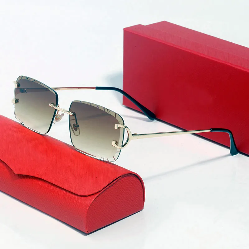 Designer Sonnebrëller fir Fraen Summer Strand Gold Buschtawen op der Lëns Randlos Sechseckeg Sonnebrëll Moud Frame Onregelméisseg_voghion.com