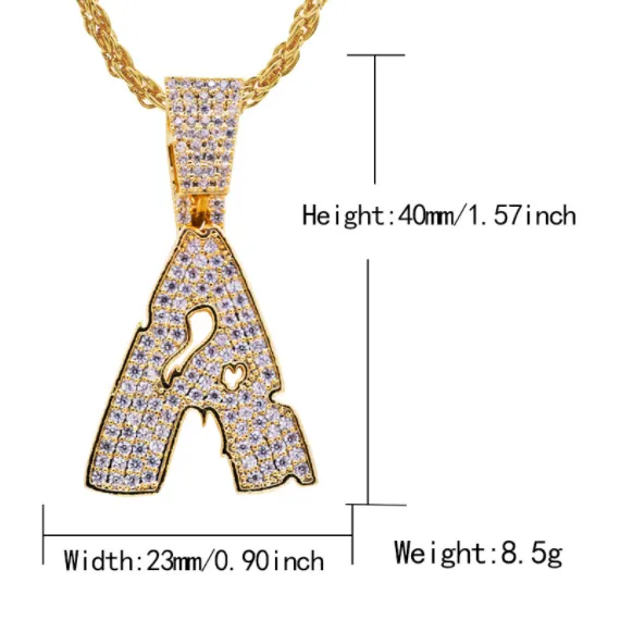 New personalized Diamond A-Z Initial Letter Custom Name Pendant Necklace Iced Out CZ Gold Plated Hiphop DIY Jewelry for_voghion.com