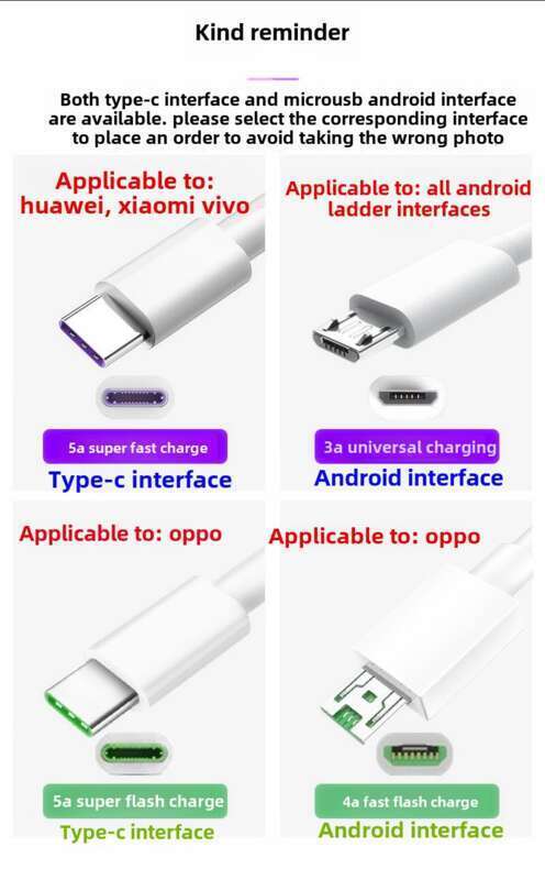 Typec Data Android-telefonkabel, velegnet til Huawei 5A Superhurtig opladning, Xiaomi VIVO/OPPO Flash-opladning_voghion.com