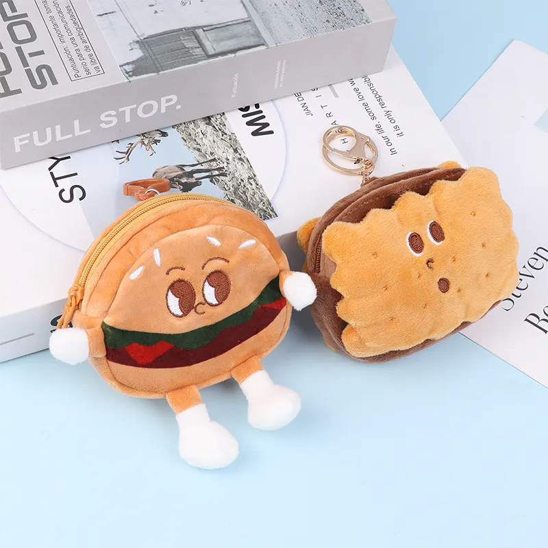 Cute Hamburger Biscuit Coin Purse Plush Cake Headphone Organizer B Keys Cards Store Bs Kids Birthday Gifts_voghion.com