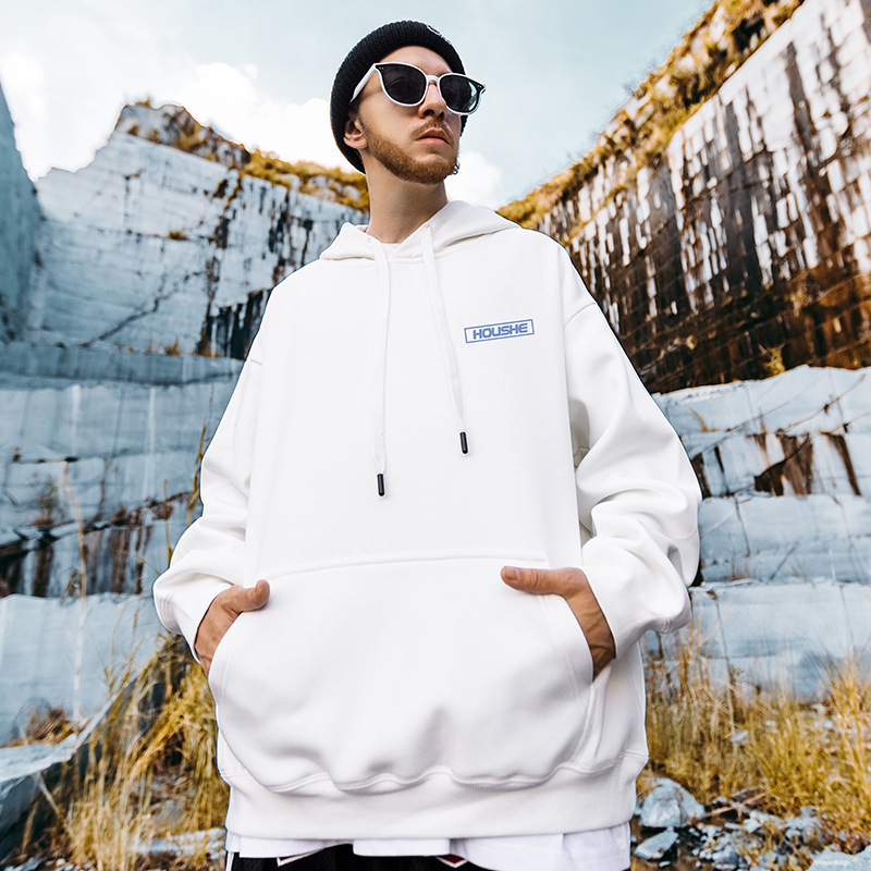 Herren Sweatshirt für Herbst Winter, Lockeres Oversized Top, Plüschiger und dicker Kapuzenpullover Trend, 2024 Neuer Mantel_voghion.com