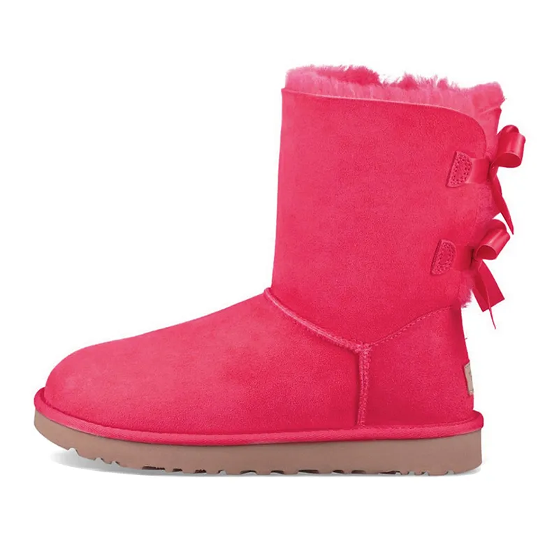 Boots Australia Designer Womens Girls Ankle Winter Snow Boot Slip-On fur Leather Ladies Booties Bailey Bow Chesut Black_voghion.com