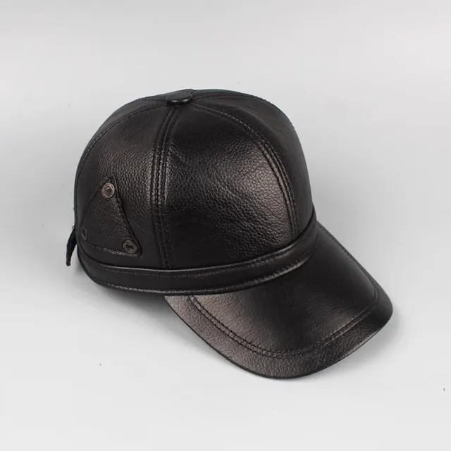 Fashion Autumn Men Ear Protection Genuine Leather Baseball Real Sheepskin Windproof Peaked Cap Winter Thick Casual Visors Hat_voghion.com