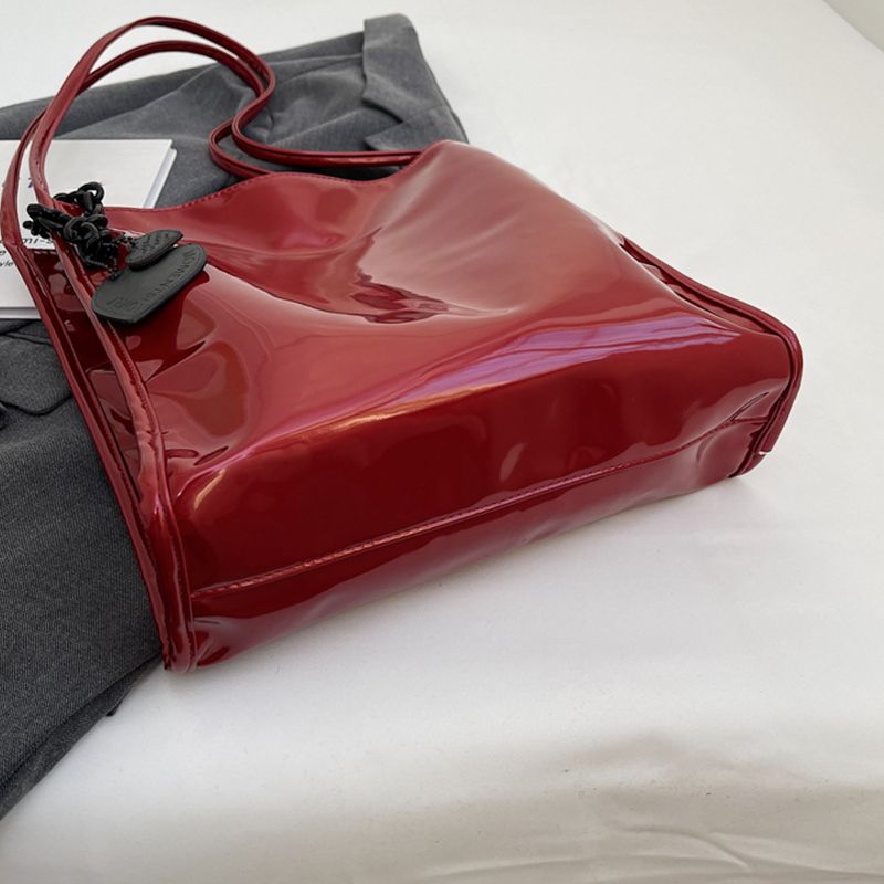 Einfarbig Lackleder Mode Schultertasche Damen Einfache Luxus Handtasche Geldbörse Lässig Reise Shopping Totes Sac A Main_voghion.com