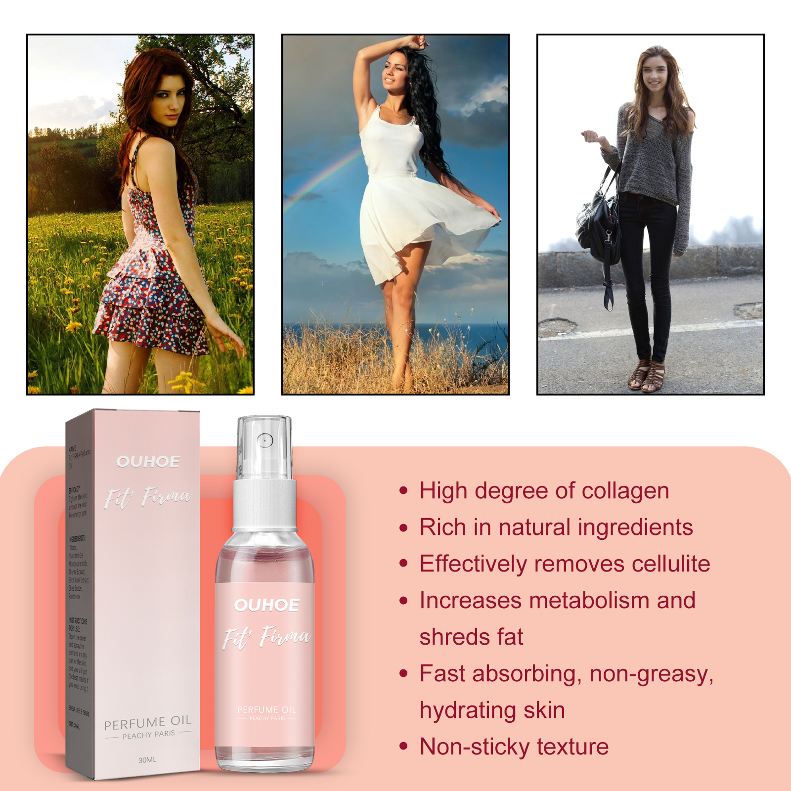 OUHOE Firming Perfume Body Oil Mist Toning Huidverzorging Voedende Sculpting Spray Met Natuurlijke Essentie_voghion.com