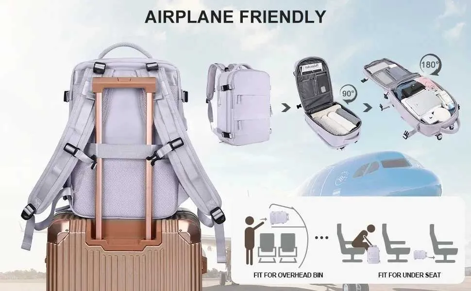 Reiserucksack für Frauen, Handgepäck, Laptop-Rucksack, flugzugelassen, Flugzeugtasche, Ryanair Business Lage Ba241116_voghion.com