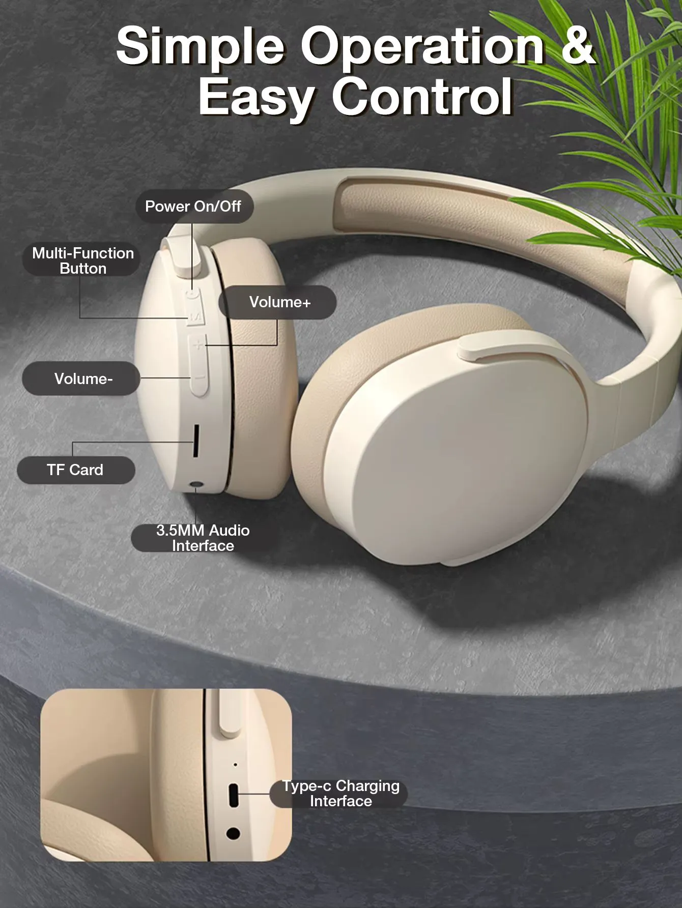 Wireless Bluetooth Headphones With Noise Cancelling Microphone_voghion.com