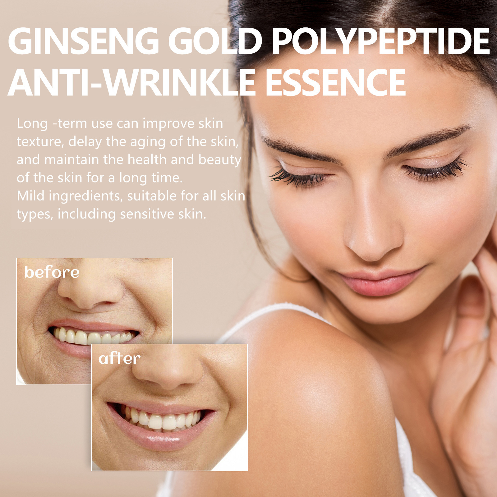 Hoygi ginseng polypeptide anti wrinkle essence, lasting moisturizing, improving dull wrinkles, softening and_voghion.com